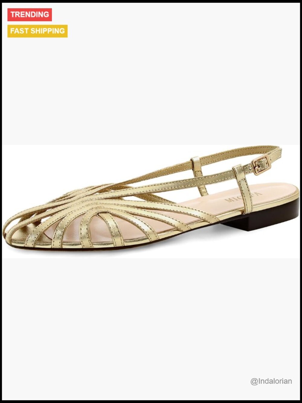 Slingback Flat Sandals Round Toe Low Heel Buckle Strap Slip On Flats